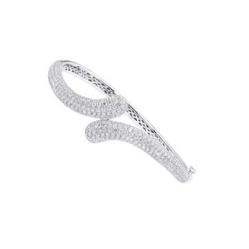 Women's 18K Gold Diamond Snake Bangle Bracelet | Pave Set | 6.44ct