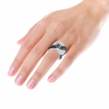 Women's 14K Gold Black Diamond Right Hand Ring | Pave Set | 7.25ct