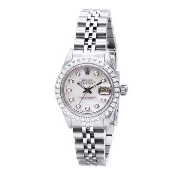 Women's Stainless Steel Diamond Watch | Rolex Oyster Perpetual Datejust 26 mm | Dot | White Dial