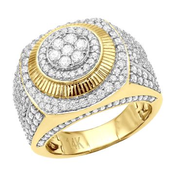 Men's Diamond Signet Pinky Ring | 14K Gold | SI | 3.5ct