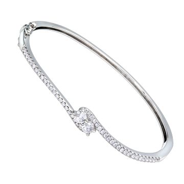 Women's 14K Gold Diamond Bangle Bracelet | Pave Prong Set | 1.1ct