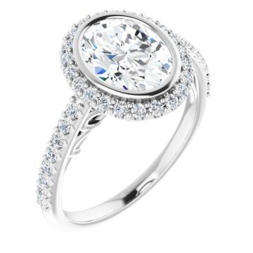 Lucia 14K Gold Lab-Grown Diamond Bezel Halo Engagement Ring for Women 2ct