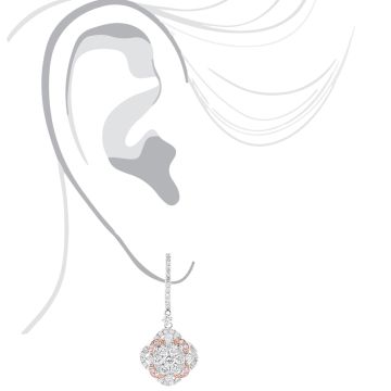 Pink Diamond Drop Earrings for Women | Hinged Back | 14K Gold | 2.4ct