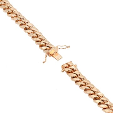 Men's 14K Rose Gold Solid Cuban Link Chain