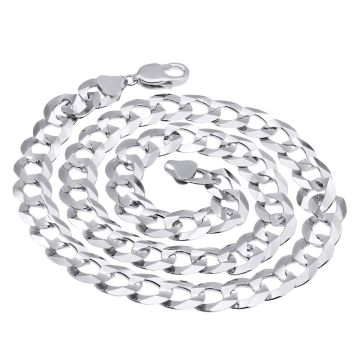 14K White Gold Solid Curb Chain For Men