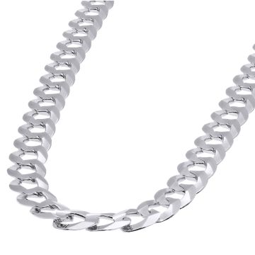 14K White Gold Solid Curb Chain For Men