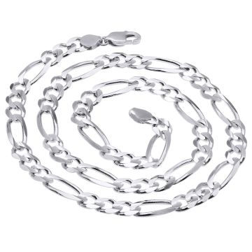 Men's 14K Gold Chain Solid White Gold Figaro Chain