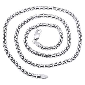 Men's 14K Gold Chain Solid White Gold Round Box Chain