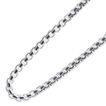 Men's 14K Gold Chain Solid White Gold Round Box Chain