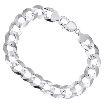 Men's 14K White Gold Solid Curb Bracelet