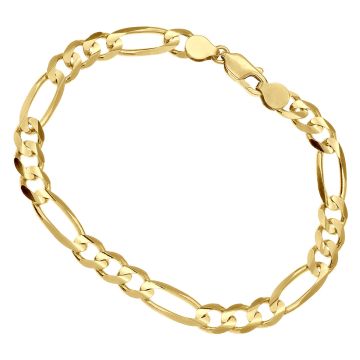 Men's 10K Yellow Gold Solid Figaro Bracelet