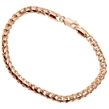 Men's Solid Diamond Cut Franco Bracelet 14K Rose Gold