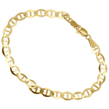 14K Yellow Gold Solid Mariner Bracelet For Men