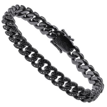 Sterling Silver Black Diamond Bracelet for Men | Pave Set | 1.7ct