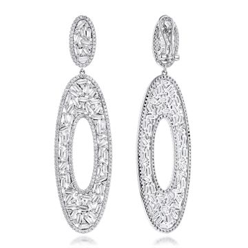 Diamond Drop Chandelier Earrings for Women | VS | Omega Back | 14K Gold | 9ct