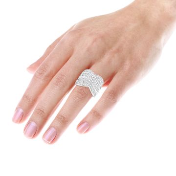 Platinum Natural or Lab-Grown Diamond Signet Cocktail Right Hand Statement Ring for Women 4ct