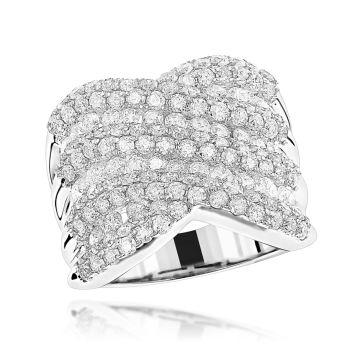 Platinum Natural or Lab-Grown Diamond Signet Cocktail Right Hand Statement Ring for Women 4ct