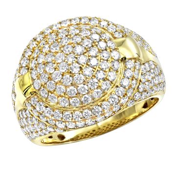 Men's 14K Gold Diamond Signet Pinky Statement Ring | Pave Set | 3.75ct