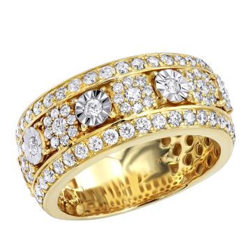 Men's 14K Gold Diamond Anniversary Wedding Ring | Pave Set | 2.25ct