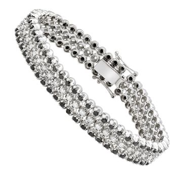 10K Gold Black White Diamond Tennis Bracelet for Men | Prong Set | SI | 8.5ct