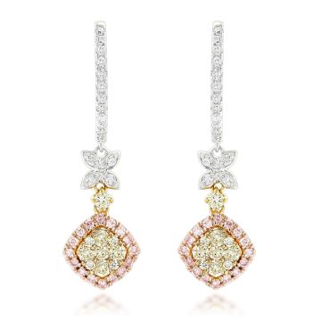 Pave Prong Cut Diamond Drop Earrings for Women | 14K Gold | Hinged Back | 1.4ct