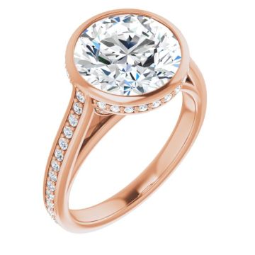 Madison Women's Round Natural Diamond Bezel Engagement Ring | 14K Gold | 4ct