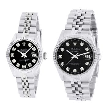 Stainless Steel Men's and Women's Rolex Watch | Datejust | 36 mm | Jubilee Bracelet | Black Dial