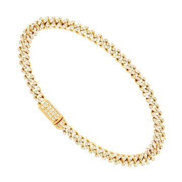 14K Gold Diamond Cuban Link Bracelet for Men | Pave Set | SI | 4.5ct