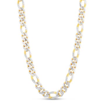 Men's 14K Yellow Gold Solid Diamond Cut Figaro Chain