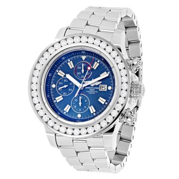 Stainless Steel Men's Breitling Watch | Super Avenger | 52 mm | Diamond Bezel | Blue Dial