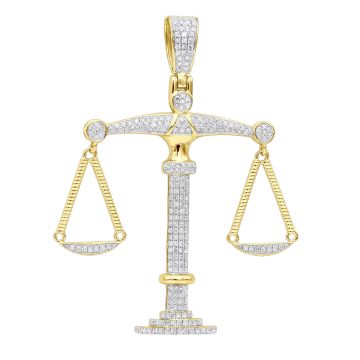 10K Gold Diamond Libra Pendant for Men | Zodiac Sign | 3ct