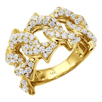 14K Gold Diamond Chain Pinky Ring for Men 3ct