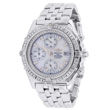 Men's Stainless Steel Diamond Watch | Breitling Crosswind 44 mm | White Dial