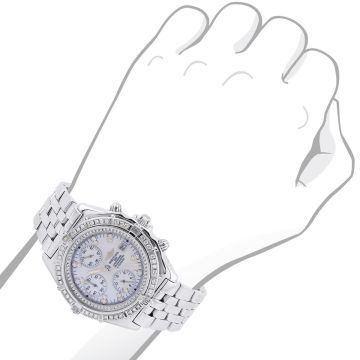 Men's Stainless Steel Diamond Watch | Breitling Crosswind 44 mm | White Dial