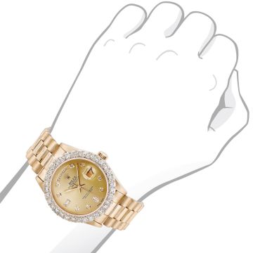 18K Gold Men's Rolex Watch | Day-Date | 36 mm | President Bracelet | Diamond Bezel | Gold Tone Dial