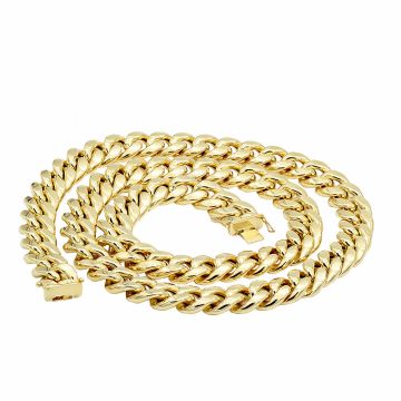 Men's Heavy Solid Cuban Link Chain 14K Yellow Gold