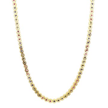 Women's Ruby and Sapphire and Diamond Designer Necklace | 10K Gold | Box Clasp with Safety | 7.5ct