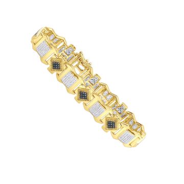 14K Solid Gold Blue White Yellow Diamond Designer Bracelet for Men | Pave Set | SI | 2.5ct