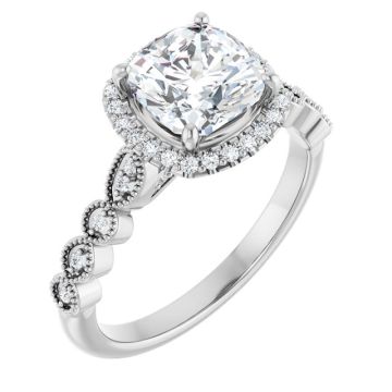 Piper Women's Cushion and Round Lab-Grown Diamond Halo Engagement Ring | 14K Gold | VS1 | 2ct