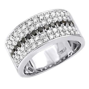 Men's and Women's Platinum Black Diamond Wedding Ring | Pave Set | 2.25ct