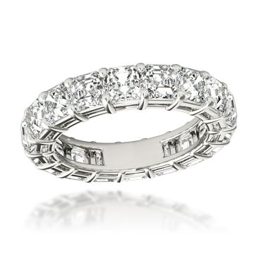 Women's Platinum Asscher Cut Diamond Anniversary Eternity Ring | Prong Set | 6ct