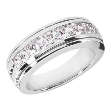 Men's Platinum Diamond Wedding Ring | Channel Set | 2.1ct