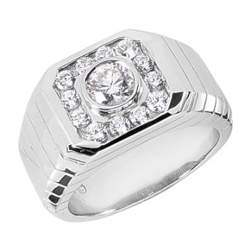 Men's Platinum Diamond Ring | Bezel Channel Set | 1.28ct