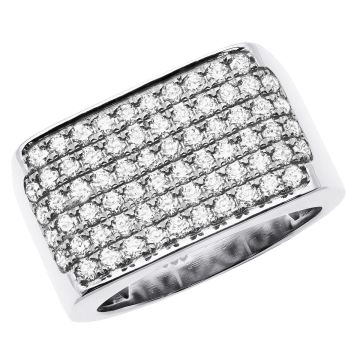 Men's Platinum Round Cut Diamond Wedding Ring | Pave Set | 2ct