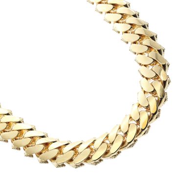 Men's Dianond Solid Cuban Chain 7 14K Yellow Gold