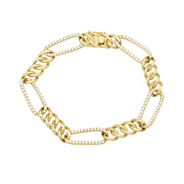 Men's and Women's 14K Gold Diamond Cuban Link Chain Link Bracelet | Pave Set | 1.6ct