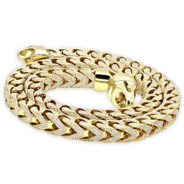 Men's Diamond Franco Chain | Solid 10K Gold | Lobster Claw Clasp | 73.55ct