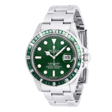 Men's Stainless Steel Diamond Watch | Rolex Submariner 40 mm | Green Dial