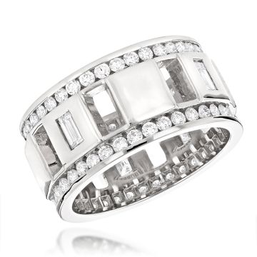 Men's and Women's Baguette and Round Diamond Anniversary Eternity Wedding Ring | 14K Gold | 2.65ct