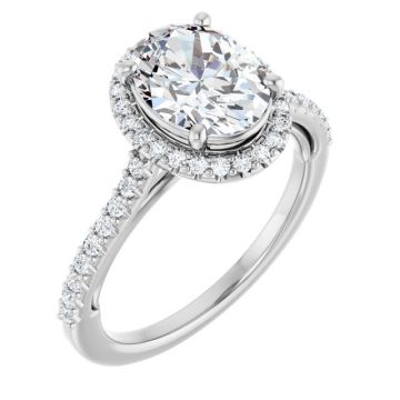 Rylee Women's 14K Gold Oval and Round Cut Lab-Grown Diamond Engagement Ring | Prong Shared Set | 2ct